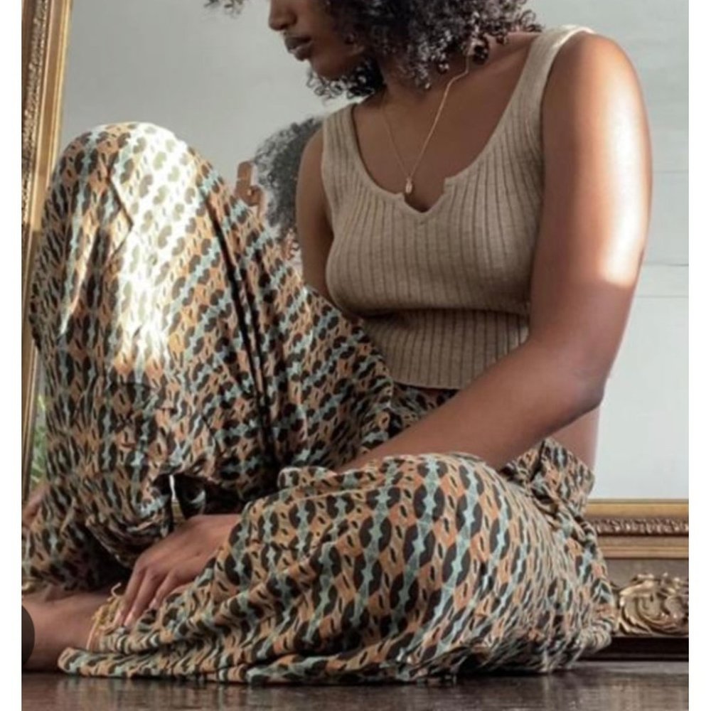 Urban Outfitters Reese Pleated Tapered Leg Pants Lightweight Multicolor Sz S